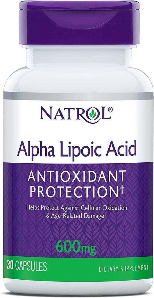 Natrol Alpha Lipoinsyre 600 mg kapsler 30 ea (pakning med 4 stk.)