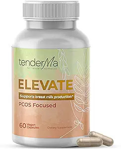 Elevate - PCOS Focus Amning Support med Orgainc Geats Rue, Lions Mane, Shatavari & Ceylon Cinnamon - Vegan, Non- GMO, Urtetilskud til ammende mødre - 60 kapsler