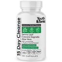 Youth & Tonic 15 Day Cleanse: Gut Health og Colon Detox til at bryde Plateau, Hjælper med Belly Bloat, Regularitet, og for at føle lysere og mere energiseret for mænd og kvinder, Made in USA, 30 piller