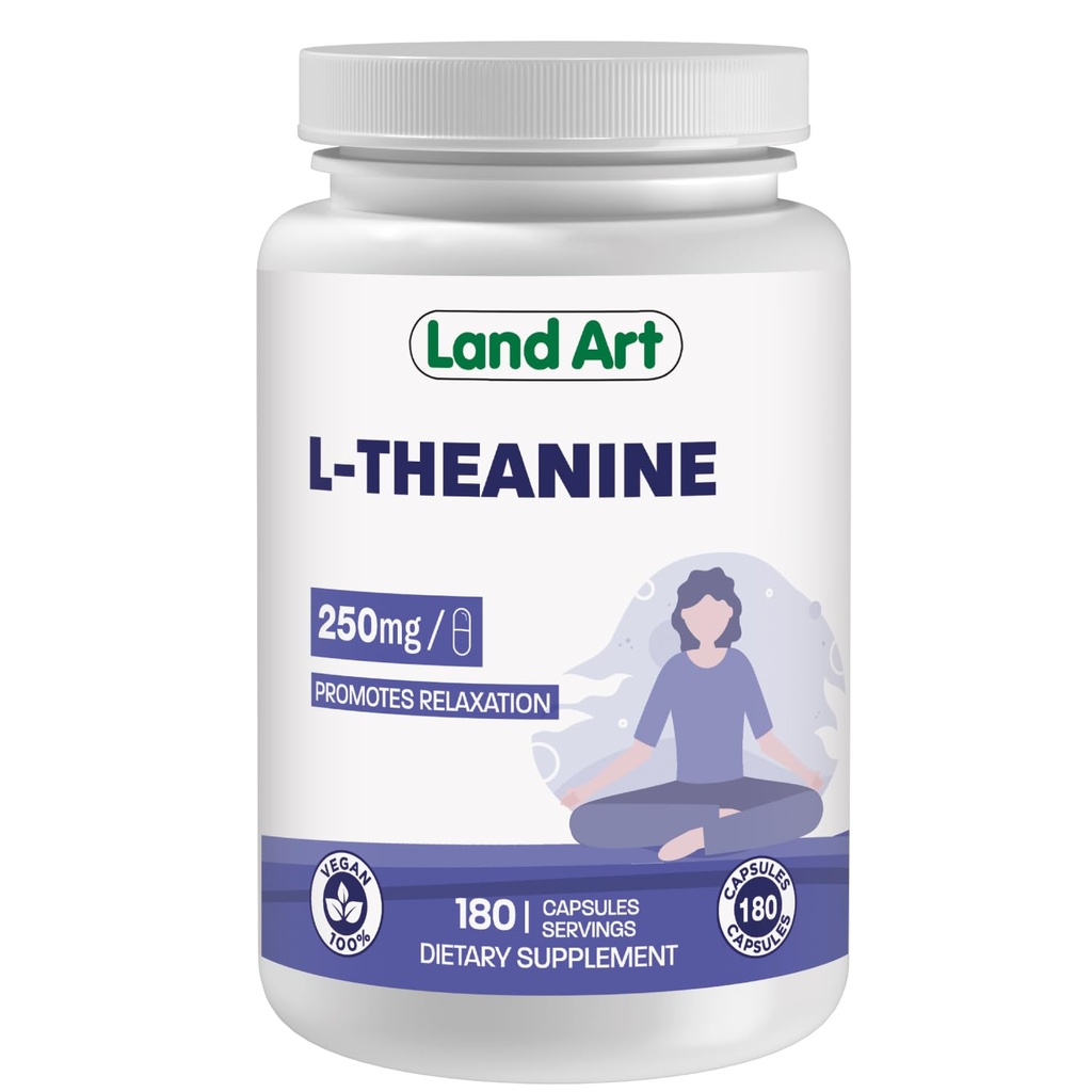 L- Theanine 250mg 180 Vcaps - Bonus Størrelse - 180 Servering - HØJT potens - fremmer afspænding - Vegan