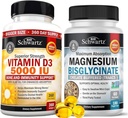 Høj styrke D3 5000 IE 125 mikrogram (1 års forsyning) Plus høj absorption Magnesium Bisglycinat kapsler (2 måneders forsyning)