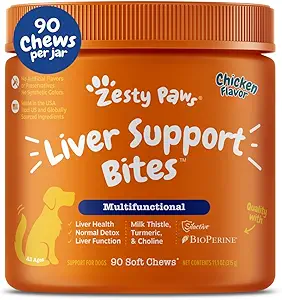 Zesty Paws Liver Support Supplement for Dogs - with Milk Thistle Extract, Turmeric Curcumin, Choline - Soft Chew Formula - for Dog Liver Function