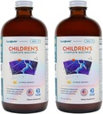 LIQUIDSUNDHED Børns Komplette Flydende Multivitamin til Børn, Tandlæger - Essentielle Vitaminer, Nutrients & Minerals, Immunsupport, Gut Health - Made in The USA, Vegan, Non GMO, Sugar- Free (2 Pack)