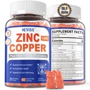 Zinkgummier med kobber + probiotika, vitamin B6 til Max Absorption, Zinktilskud til mænd og kvinder, To essentielle mineraler Balance Formel for Immunitet og Gut Sundhed, Vegan, Non- GMO, 120 Cts