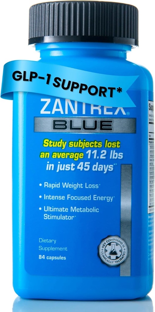 Zantrex Blue Energy & Thermogenesis Boost Energy | Weight Loss Supplement for Appetite Control, Increased Calorie Burn and Supports GLP-1 Levels | 84 Capsules