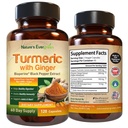 Gurkemeje med Ginger Root Joint Support Supplement; Gurkemeje supplement 95% Curcuminoids Supplement 124; Indeholder Økologisk Gurkemeje & Ginger med sort peber ekstrakt for Max Absorption