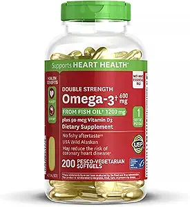 600mg Omega-3 fra Fish Oil med 50 mcg D3-vitamin (200 ct.) - Understøtter hjertesundhed