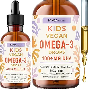 Vegan Omega 3 Flydende dråber til børn med Algae Oil & Vegan DHA Buddy 124; Fruit Flavor Buddy 124; Immun, Eye, og Brain Support for Children Age 2 + Buddy; Omega 3 Buddy; Non- GMO, Third- Party Testet Buddy 124; 1 Fl Oz, 30 Servering