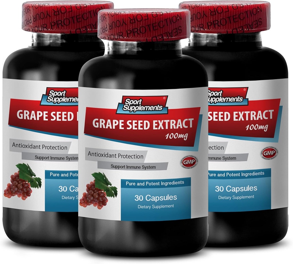 Oligomerisk proanthocyanidin - Grape Seed Extract - Grape Seed Extract Kapsler - Grape Seed Extract Kapsler - Grape Seed Supplement - Grape Seed resveratrol - Forebyg højt tryk - 3B 90 Kapsler