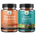 Bundle of Herbal Thyroid Support Complex med L Tyrosine Bladerwrack Selenium Pure Ashwagandha og Lever Rengøring Detox & Reparation - Mælk tidsel med Mælkebøtte Root Cholin Beetroot & Artiskoke ekstrakt