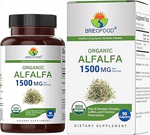 Brieofood Organic Alfalfa 1500mg, 45 Servering, Vegetarisk, Gluten Free, 90 Vegetariske tabletter