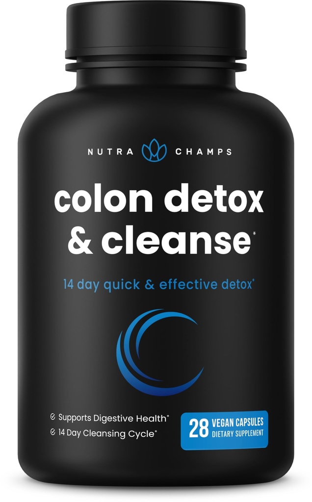 NutraChamps Colon Cleanse & Detox for vægttab [14 dag Quick Cleanser] Sikker & effektiv formel med probiotiske & fordøjelsesmæssige enzymer for Forstoppelse Relief