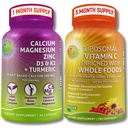 Plant- based bone & immunsupport Bundle - Liposomal Vitamin C 1500mg med Organic Acerola & Camu Camu + Calcium Magnesium Zink med vitamin D3, K2 & Gurkemeje - Vegan, Non- GMO