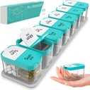 Ekstra Stor Ugentlig Pill Organizer - XL Vitamin Holder med 7 Detachable AM PM Compartments - Portable Medicine Dispenser til hjemmet og rejser, Big Supplement Container til Ugentlig eller daglig brug, Mint