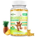 Magnesium Gummier for børn - Magnesium Glycinat Gummies Supplement med L- Theanin, vitamin B6, D3 for voksne & børn, rolig Magnesium for søvn, afspænding, hjerne, knogler, sukkerfri ananas 60ct