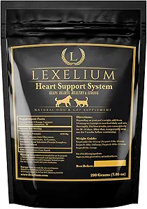 Heart Supplement for hunde og katte - Giver cardiovaskulær & Circulatory Support & Holder Hjerter sunde med Taurine - Optimerer hjertefunktion & Cirkulation - Let at blande pulver - 200g