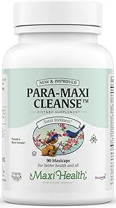 Maxi Health Intestinal Cleanse for Humans - Natural Digestive Colon Gut Flora Body Detox for Women - Gut Cleanse for Men - Bloated Belly Relief with Black Walnut Wormwood Herb (90 Capsules)