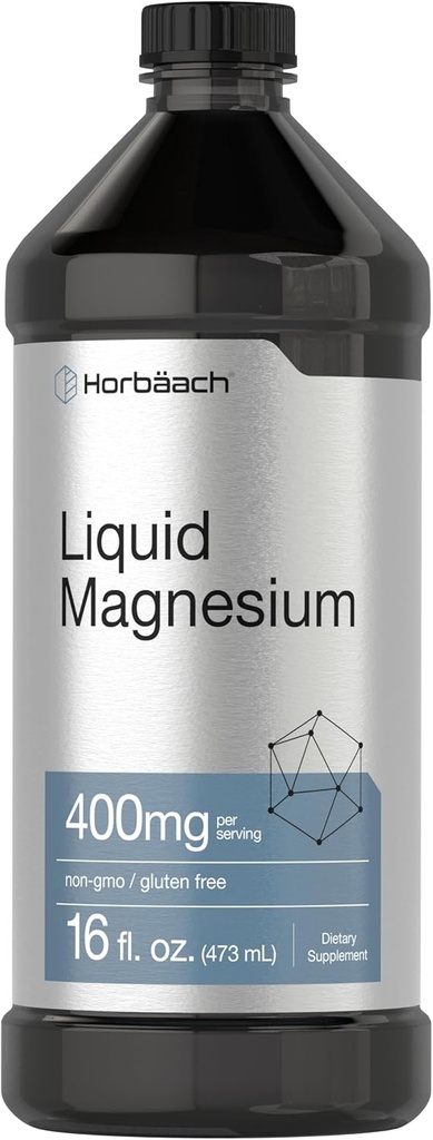 Horbaach Liquid Magnesium 16 fl oz Yester124; Vital Trace Minerals Complex 124; med Sulfate, Lithium, og Boron Mester124; Vegetar, Non- GMO & Gluten Free Supplement