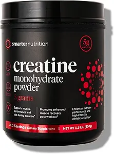 SMARTERNUTRITION Creatin monohydrat pulver, 5000mg (5g) Per Serving - Creatin Powder for kvinder & mænd, Unflavored, Pre-Workout & Post Workout Support til muskelmasse & hydrering [100 Servering]