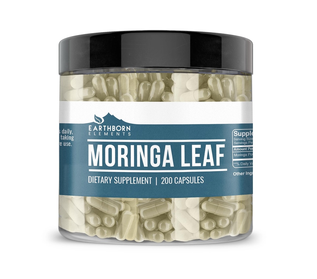 Earthborn Elements Moringa 200 Kapsler, Pure & Ufortyndet, Ingen tilsætningsstoffer