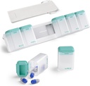 Ugentlig Pill Organizer 1 gang om dagen, Magnetisk Pill Box 7 dag, Flytbar Travel Pill Case, Når Daily Pill Holder Container, Stor Medicin Dispenser for Medicin, Vitamin, Supplement, Turkis
