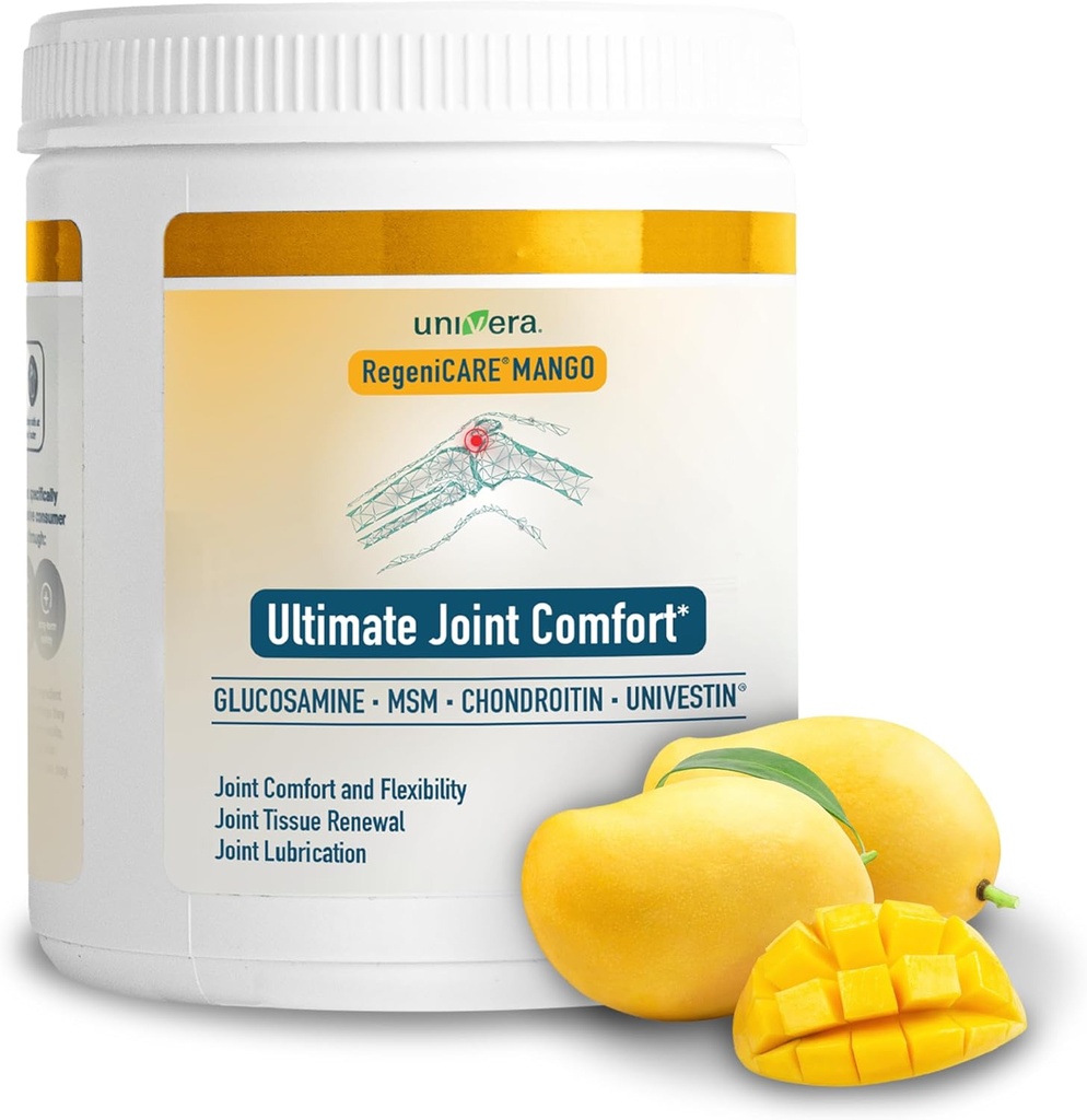 Univera RegeniCARE Canister, Glucosamin, Chondroitin, MSM, Univestin, Genskaber Cartiage, Understøtter Joint Comfort + Mobility + Fleksibilitet, 30- Day Supply (Mango Flavor)