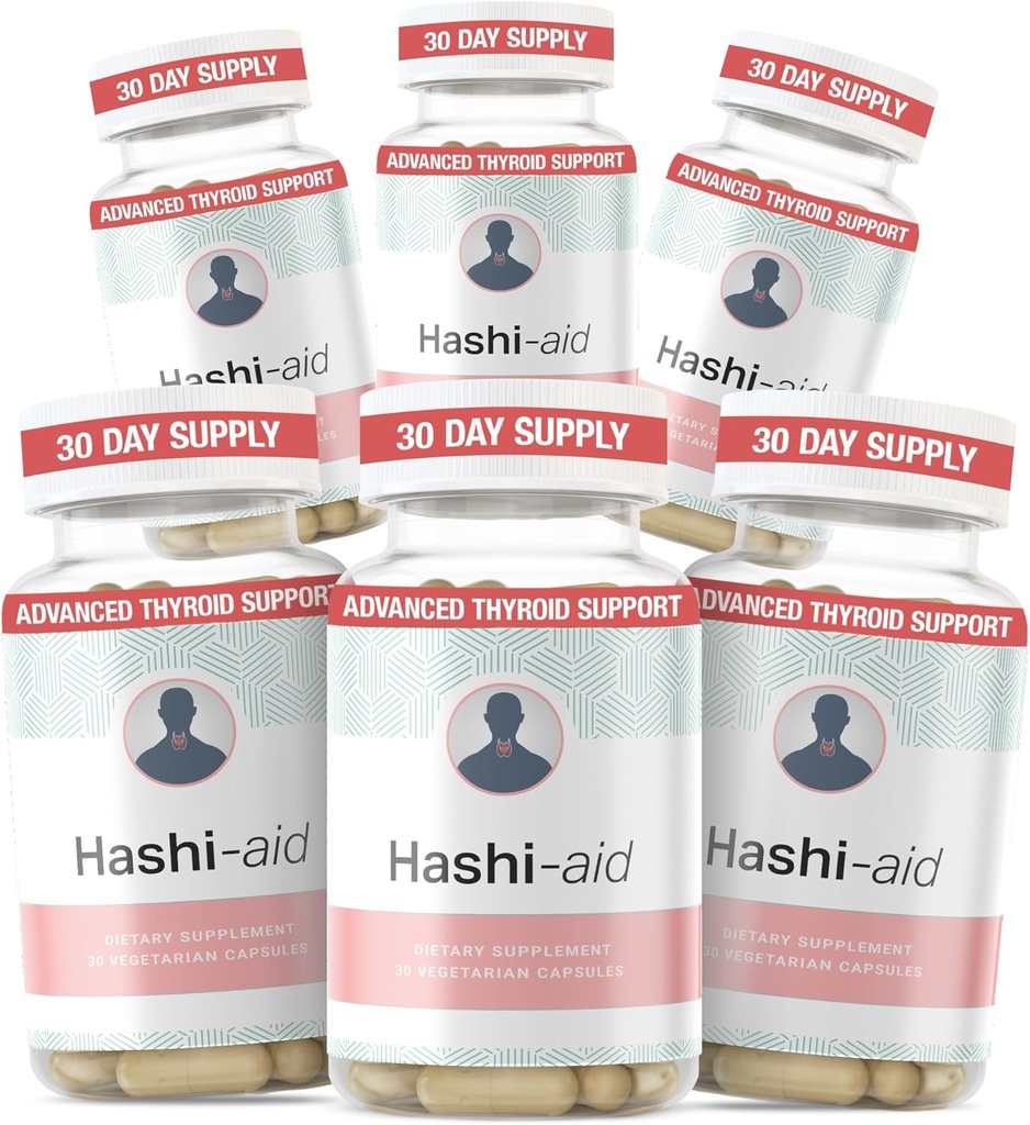 IBDassist ™ Hashi Aid Thyroid Support til kvinder & mænd - Thyroid Supplement til Hashimotos sygdom & Hypothyroidisme * - med Ashwagandha, Selenium, Zink, Væsentlige Vitamin & Mere - 30 kapsler (6 pakker)