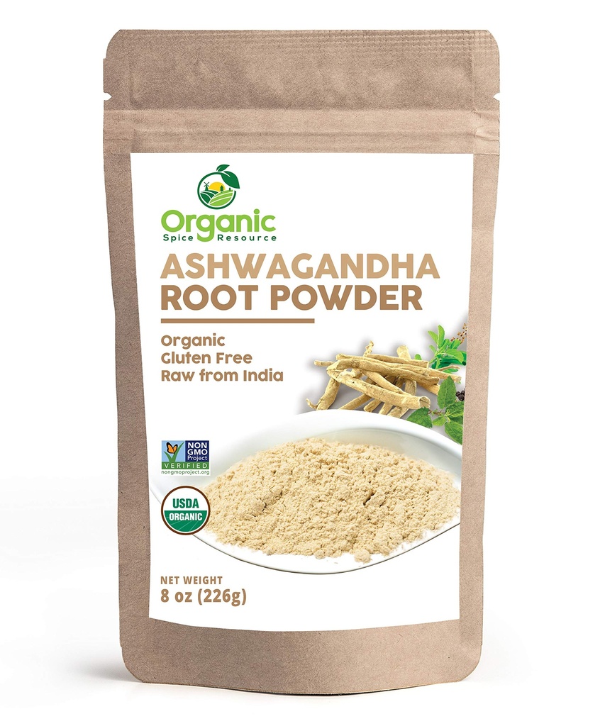 Organic Ashwagandha Root Powder -8 Ounce ttesmå 124; Lab Testet for renhedsgrad Budd124; Resealable Kraftpose, Non- GMO, Indisk Ginseng, Witania Somnifera -100% Rå fra Indien, ved SHOPOSR (8 oz)
