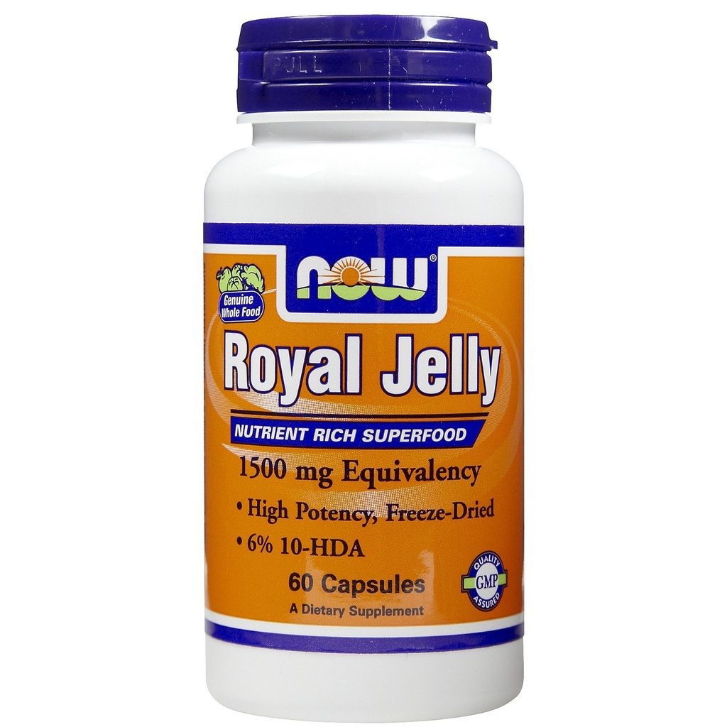 Now Foods Royal Jelly 1500mg 60 kapsler (pakke med 2)