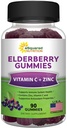 aSquared Nutrition Sambucus Elderberry Gummies med zink og C-vitamin - Chewable Gummy Supplement Alternativ til kapsler piller - Black Elderberries w / VIT C for voksne immunforsvar - 90 Gummies