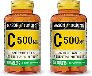 MASON NATURAL C 500 mg - understøtter sundt immunsystem, antioxidant og essentiel ernæring, 100 tabletter (pakke med 2)