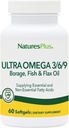 Natures Plus Ultra Omega 3 6 9- 1200 mg, 60 Softgels - Borage Oil, Fish Oil, Hør Oil Supplement, Gluten- Free - 60 Servere