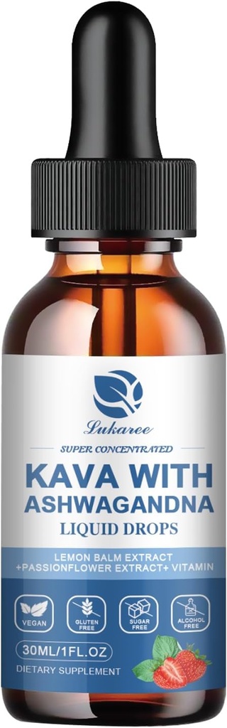 Lukaree (2 Pack) Kava Kava Root Extract Supplement - Høj koncentration Kava w / Ashwagandha, Lemon Balm, Valerian Root til immunforsvar & samlet sundhed - Vegan, Alkoholfri