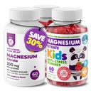Kids Magnesium 120 tæller og Magnesium 60 tæller Gummies Sugar- Free - Calm Magnesium Gummies Supplement for børn, Sugar- Free Magnesium Calm Chews for børn og voksne