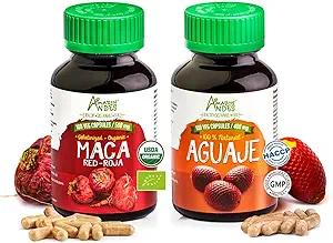 Red Maca Root and Aguaje Capsules for Women l Organic Woman Health Supplement l Strong Hormone Regulator Pack l Andes