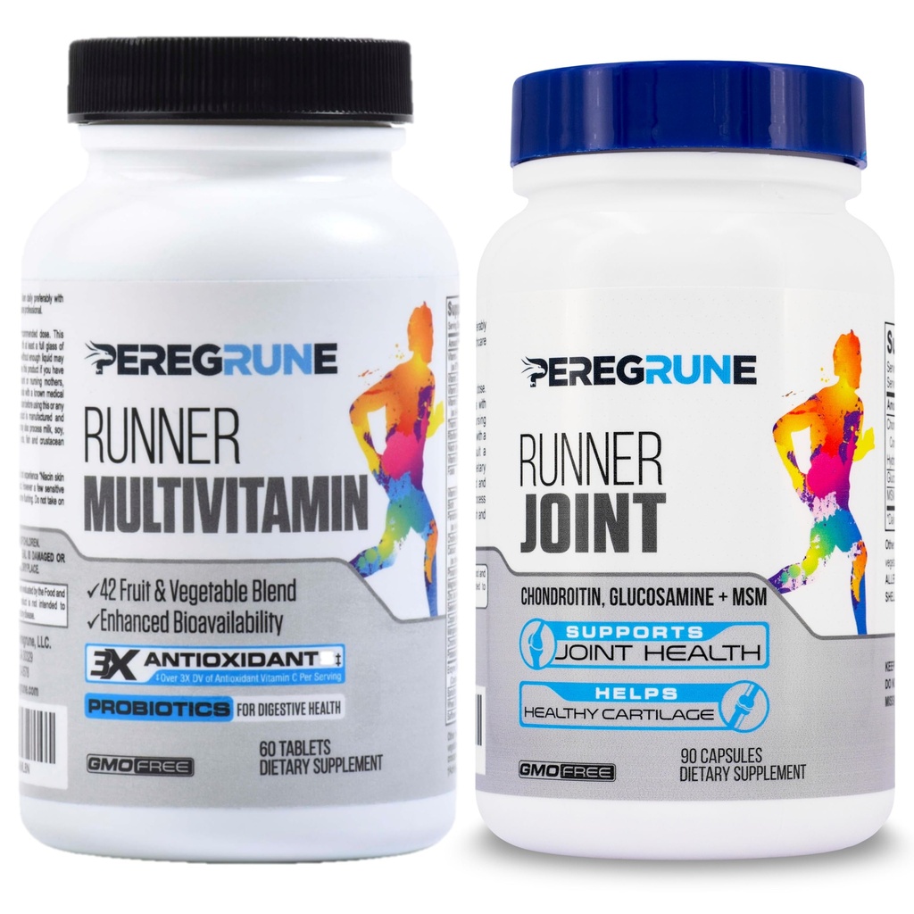 Runner Multivitamin & Fælles Support - Antioxidanter, Vitamin B Complex, Probiotika til sundhed, energi, Endurance, Inddrivelse - Glucosamin Chondroitin, MSM - GMP running Supplements