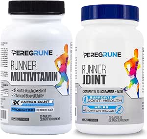 Runner Multivitamin & Fælles Support - Antioxidanter, Vitamin B Complex, Probiotika til sundhed, energi, Endurance, Inddrivelse - Glucosamin Chondroitin, MSM - GMP running Supplements