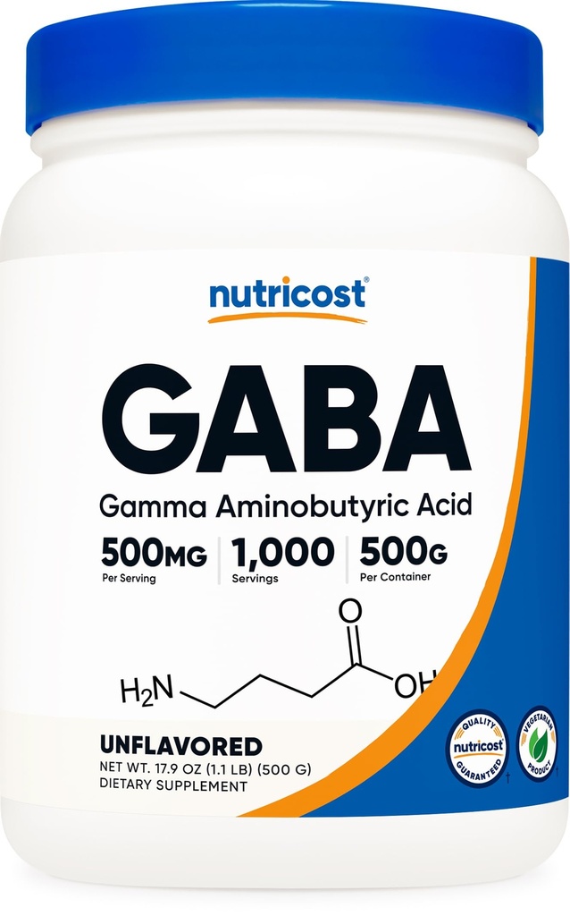 Nutricost Pure GABA 500G Powder (Gamma aminosmørsyre) (500 Bedste / 1,1 pounds)