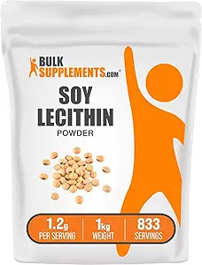 BulkSupplements.com Soy Lecithin Powder - Lecithin Supplement, Nutritional Supplement, Food Grade - Gluten Free, 1,2g per Serving, 1kg (2,2 lbs) (Pack of 1)