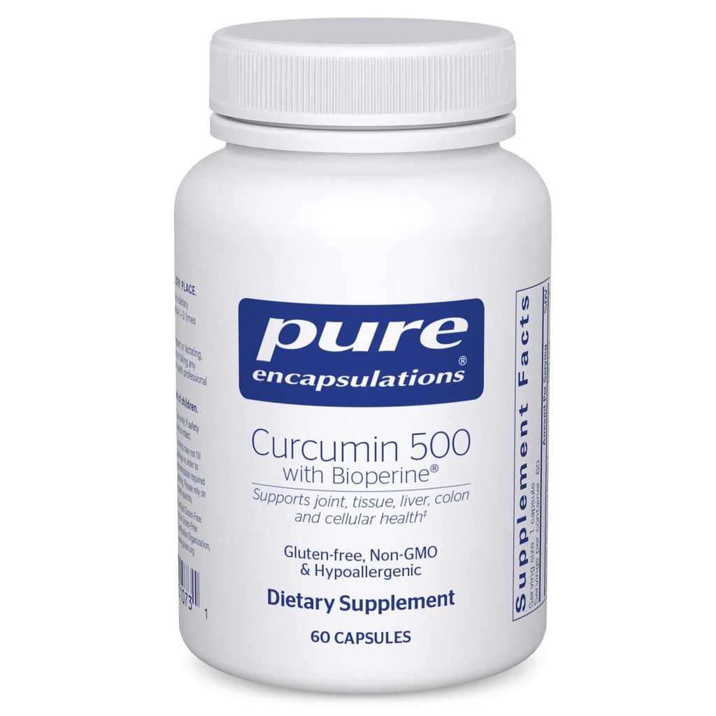Pure indkapslinger Curcumin 500 med Bioperine - Antioxidant supplement til støtte Joints, Tissue, Lever, kolon og cellulær sundhed * - med gurkemeje & Bioperine - 60 kapsler