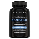 Vital Vitaminer Resveratrol supplement - Antioxidant Support, Cellulær Longevity, Kognitiv funktion - 60 kapsler