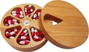 fashciaga Bambus Træ Daglig ugentlige Vitamin Medicin Pill Organizer Case Box, Køkken Salt Spice Cellar Containere, Earring Ring Smykker Opbevaring Dekorative Box (Stor)