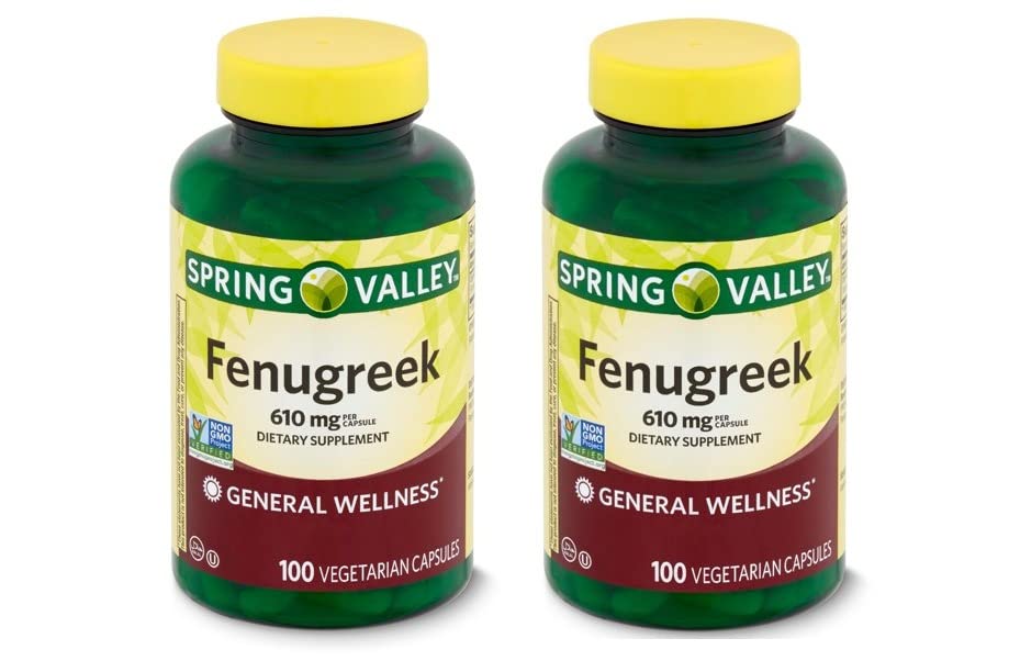 Spring Valley Fenugreek Kosttilskud, 610 mg, 100 Greve (pakke med 2)