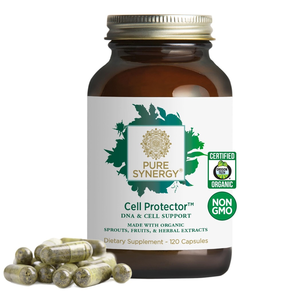 PURE SYNERGY Cell Protector against 124; Cellular Health Support 124; Cell and immunsupport med Selenium og Organic Crucifery Grøntsager against 124; for sund aldring og afgiftning (120 kapsler)