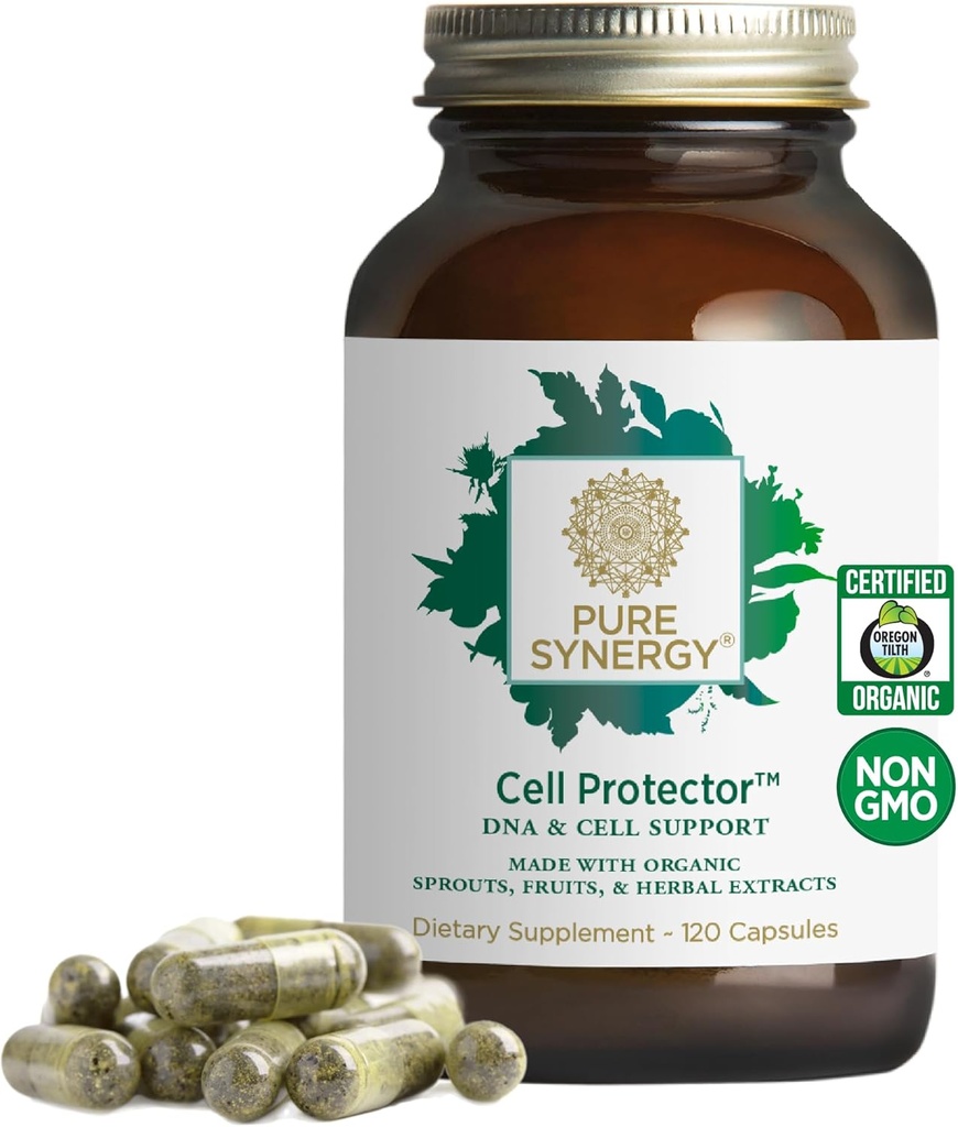 PURE SYNERGY Cell Protector against 124; Cellular Health Support 124; Cell and immunsupport med Selenium og Organic Crucifery Grøntsager against 124; for sund aldring og afgiftning (120 kapsler)
