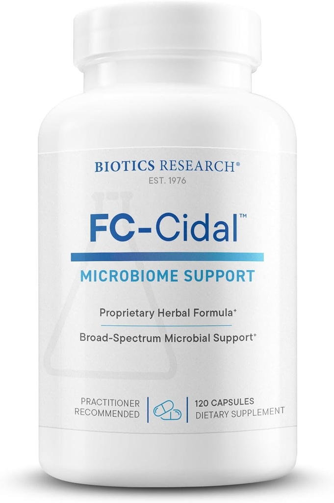 Bioetik Forskning FC Cidal ™ Herbal Blend Complete GI Gut Sundhed for kvinder & men- 500 mg / servering - 7 urter Proprietær Blend supplement understøtter sund GI funktion og mikrobiel balance 120 kapsler