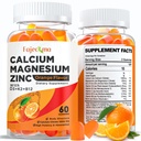 Calcium Magnesium Zinkgummier til voksne: Organic 1000mg Calcium Citrat Magnesium tillæg med D3 B12 - Sugar Free High Absorption Supplement for Women Men (60 Tæl (pakke med 2))