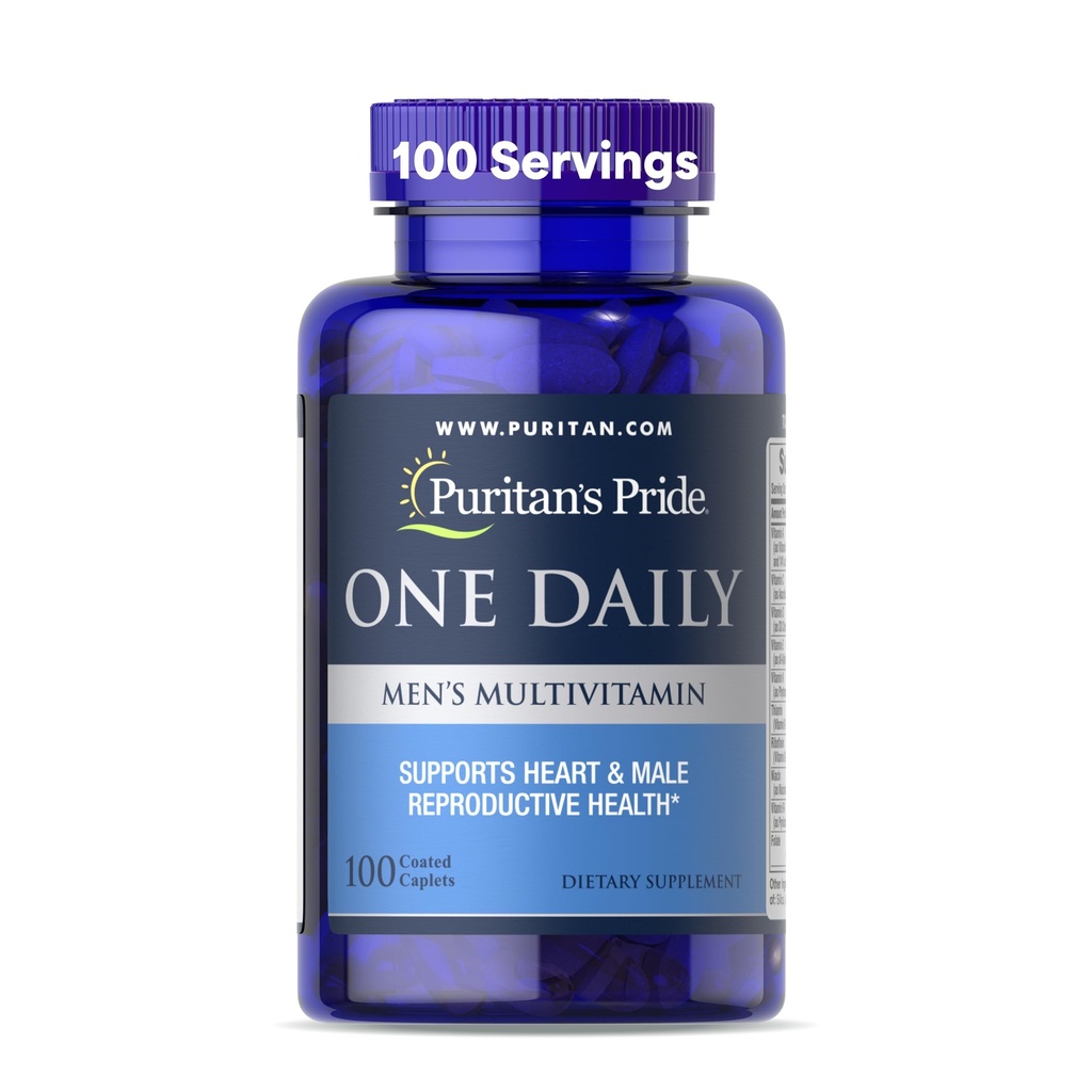 Puritan 's Pride One Daily Men' s Multivitamin, Kosttilskud til støtte hjerte og mandlige reproduktive sundhed med vitamin A, C, D, E, og zink, 3 Måned Supply, 100 Greve *
