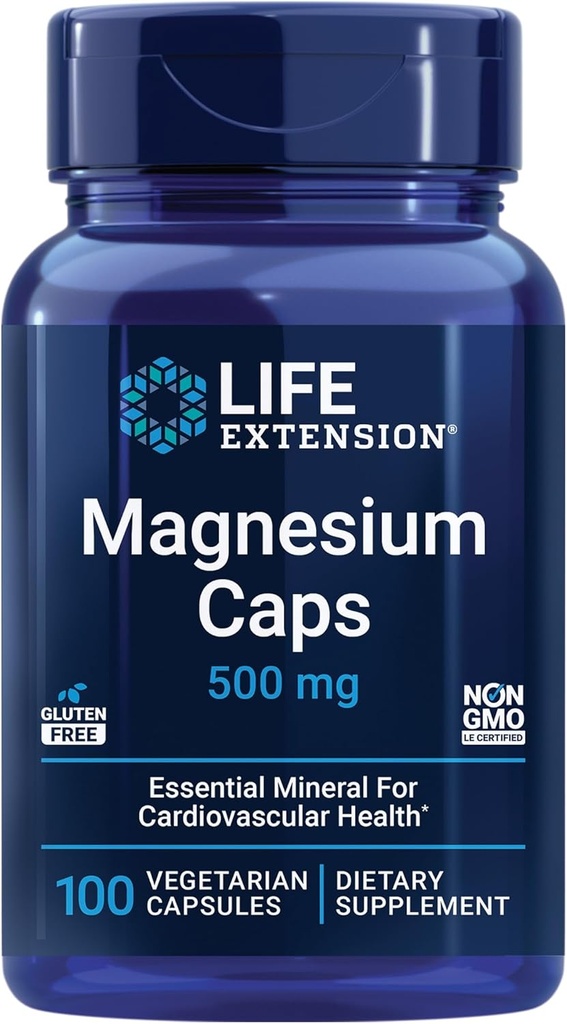 Life Extension DHEA 25mg and Magnesium 500mg Capsules - 100 Count Each