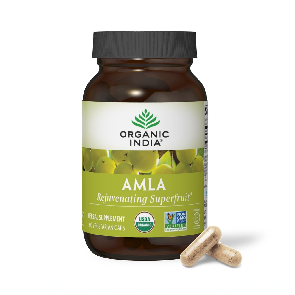Organisk - Indian Gooseberry Herbal Vitamin Supplement, Amla tillæg, immunstøtte, Vegan, Gluten- Free, Ayurvedic, Antioxidant, Non- GMO - 60 Kapsler